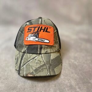 Stihl Outfitters Camo Trucker Hat Realtree Hardwoods Chainsaw Patch Mesh Cap